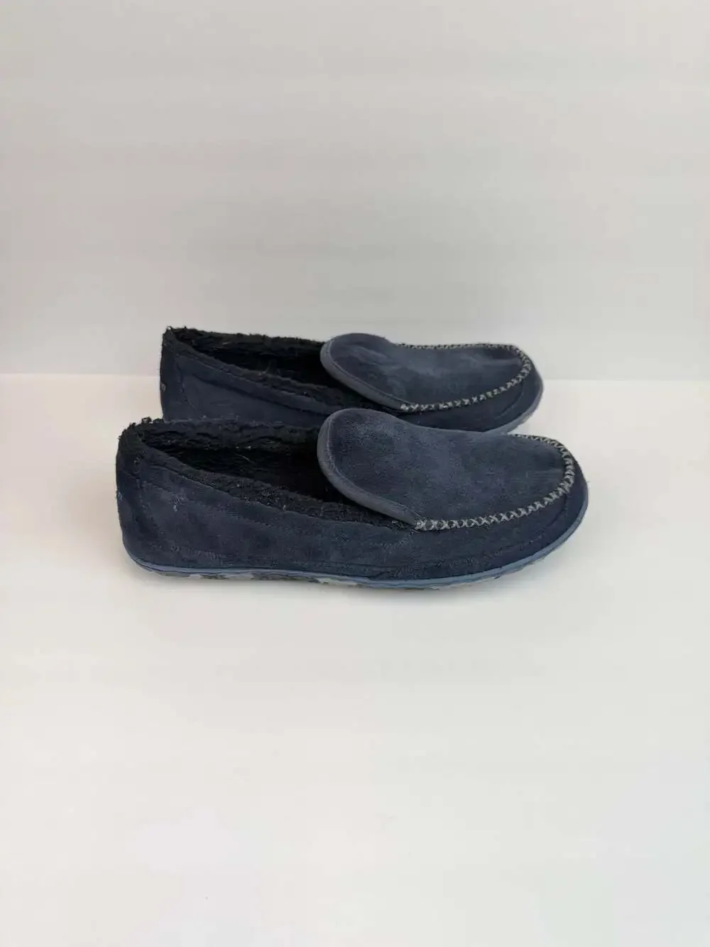 L.L.Bean Men's Mountain Suede Moccasin Slippers in Carbon Navy Sz 11 M